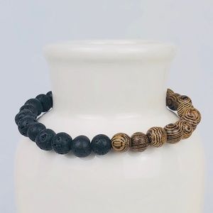 UNISEX | Lava Volcanic & Wood Beaded Bracelet-25